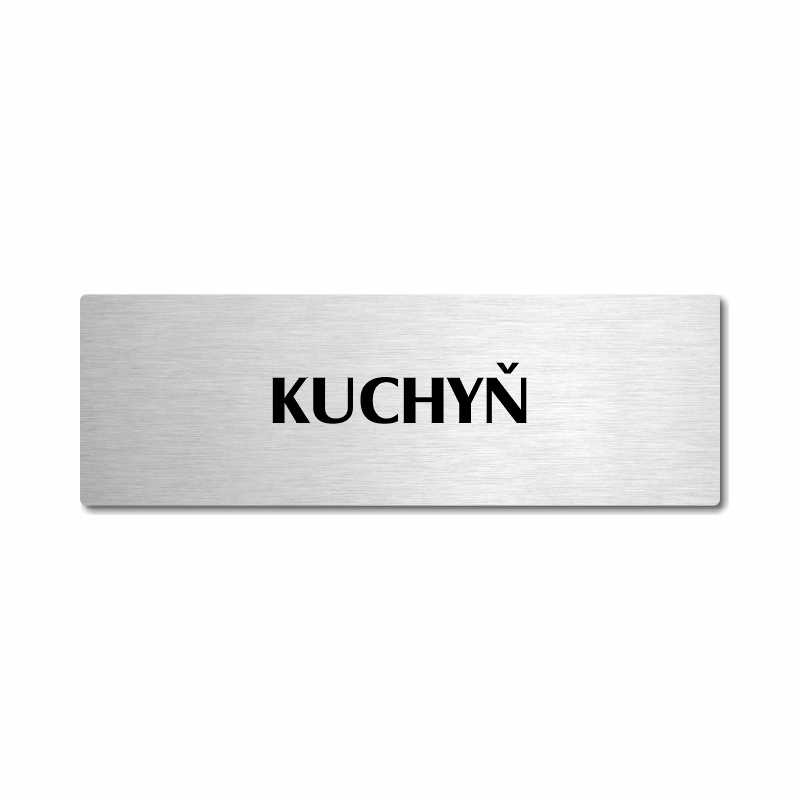 Kuchyň, stříbrná popiska na dveře